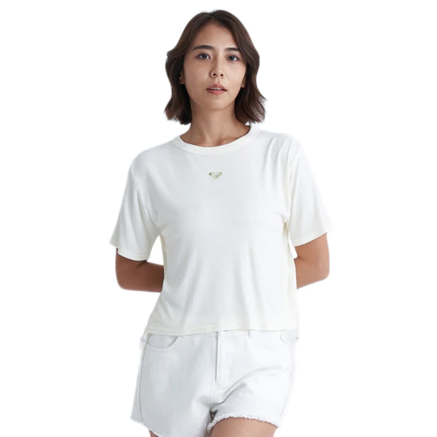 ロキシー（ROXY）（レディース）ショート丈 ワンポイント OCEANO 半袖 リブTシャツ 24SURST242034OWT