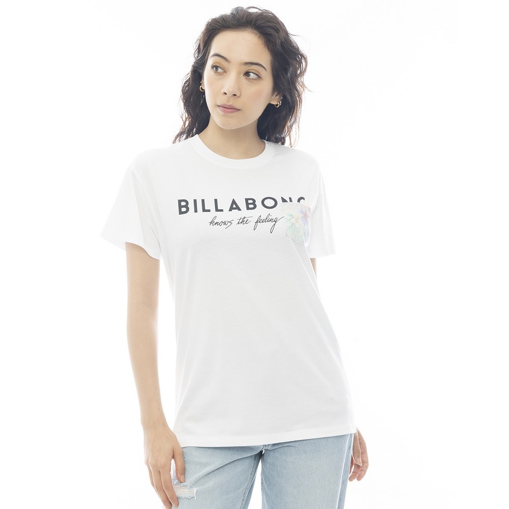 ビラボン（BILLABONG）（レディース）BOY FIT ポケット付き 半袖Tシャツ BF013203 WHT