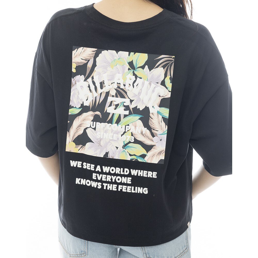 ビラボン（BILLABONG）（レディース）SQUARELOGO CROPPED 半袖Tシャツ BF013205 BLK