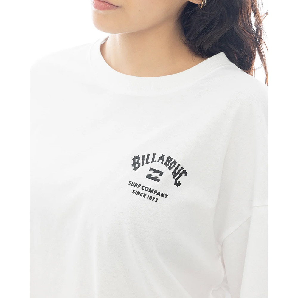 ビラボン（BILLABONG）（レディース）SQUARE LOGO LOOSE CROPPED 半袖Tシャツ BF013205 WHT