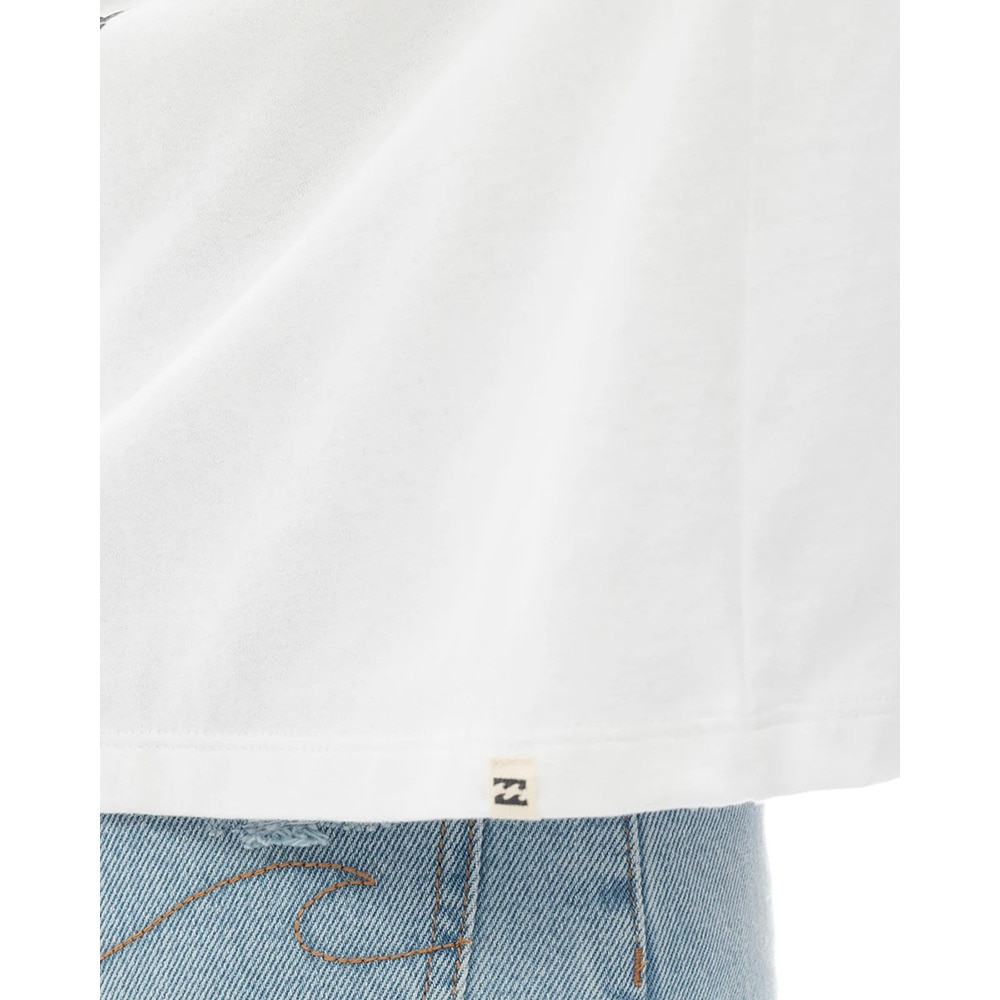 ビラボン（BILLABONG）（レディース）SQUARE LOGO LOOSE CROPPED 半袖Tシャツ BF013205 WHT