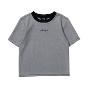 (レディース)リブ ニット 半袖Tシャツ WSS2320004-BKWH