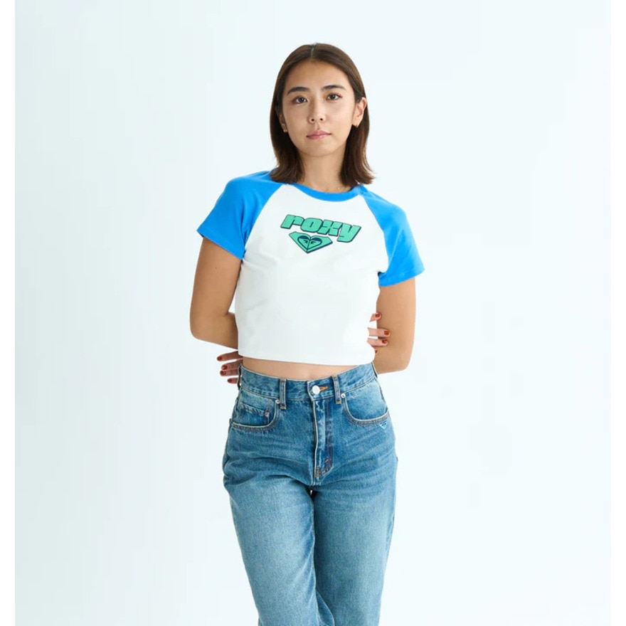 ロキシー（ROXY）（レディース）半袖Tシャツ チビT 丈短め ラグラン SUN OVER 25SURST252041BLU