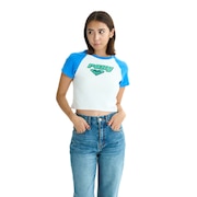 (レディース)半袖Tシャツ チビT 丈短め ラグラン SUN OVER 25SURST252041BLU