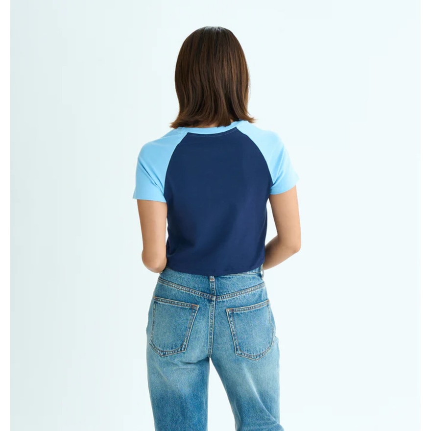 ロキシー（ROXY）（レディース）半袖Tシャツ チビT 丈短め ラグラン SUN OVER 25SURST252041NVY