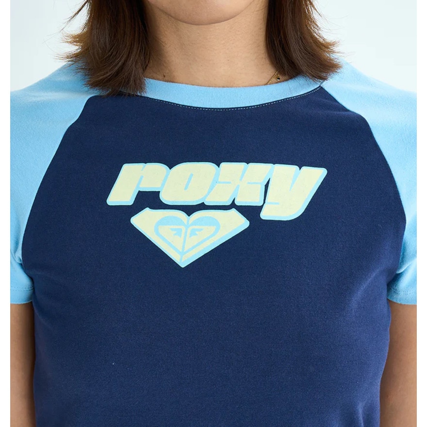 ロキシー（ROXY）（レディース）半袖Tシャツ チビT 丈短め ラグラン SUN OVER 25SURST252041NVY