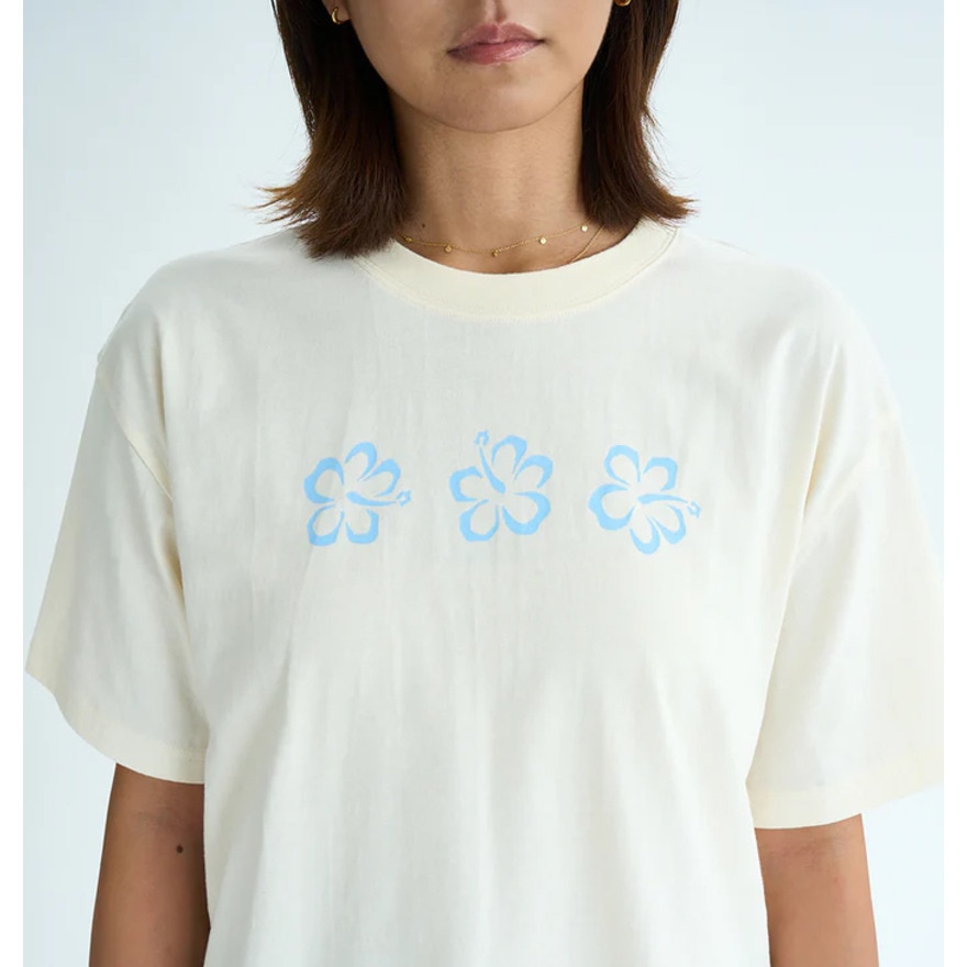 ロキシー（ROXY）（レディース）半袖Tシャツ ドロップショルダー ヘリテージロゴ HANGLOOSE 25SURST252042NAT