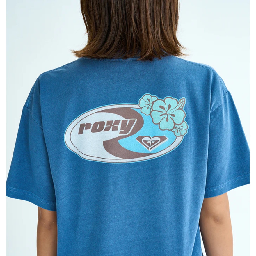 ロキシー（ROXY）（レディース）半袖Tシャツ ドロップショルダー ヘリテージロゴ HANGLOOSE 25SURST252042NVY
