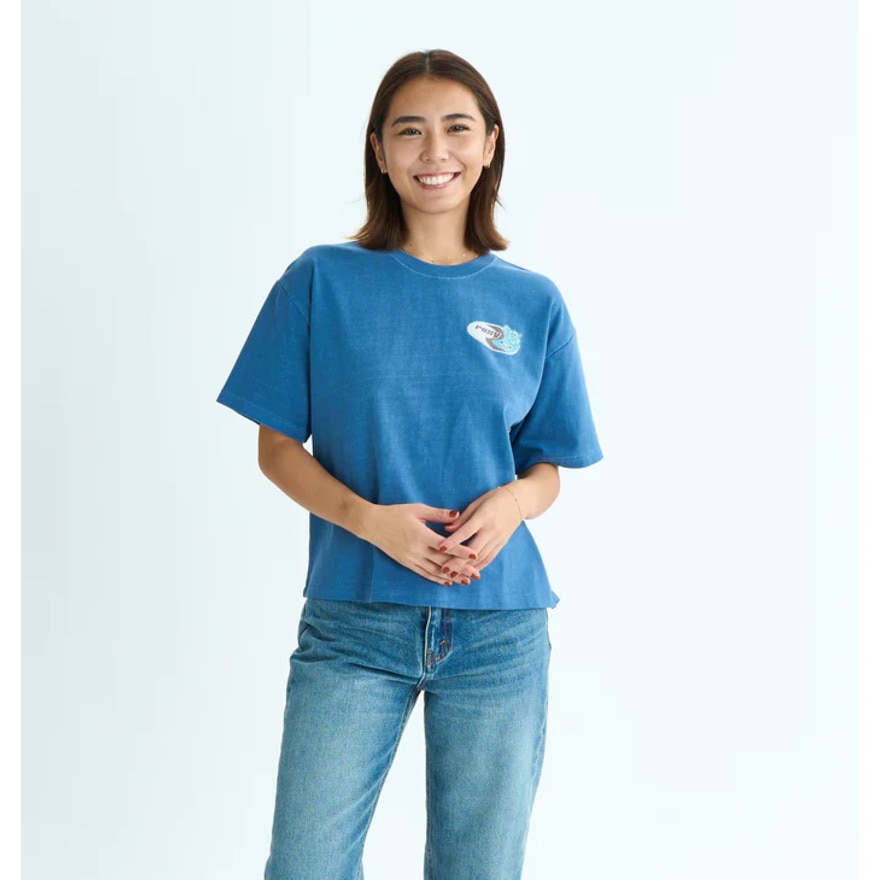 ロキシー（ROXY）（レディース）半袖Tシャツ ドロップショルダー ヘリテージロゴ HANGLOOSE 25SURST252042NVY