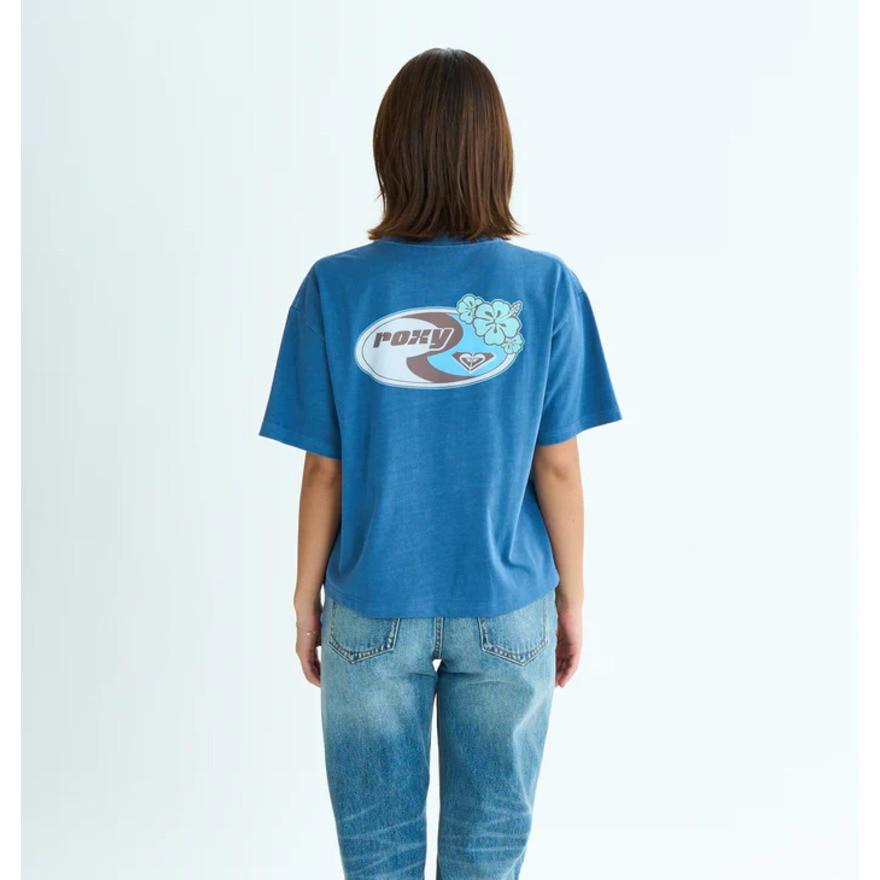 ロキシー（ROXY）（レディース）半袖Tシャツ ドロップショルダー ヘリテージロゴ HANGLOOSE 25SURST252042NVY