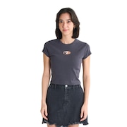 (レディース)FUN & ALIVE 半袖Tシャツ ショート丈 チビT 丈短め ヘリテージロゴ 25SURST252058BLK
