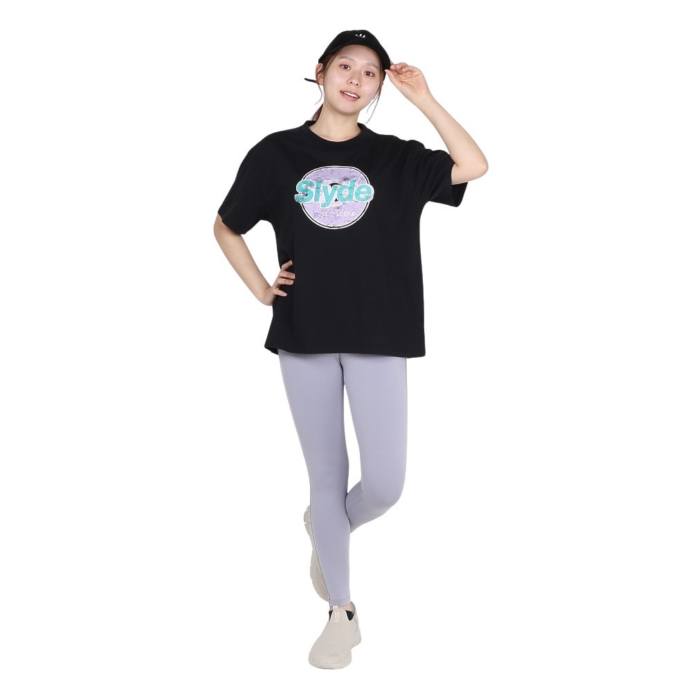 スライド（SLYDE）（レディース）ロゴ 半袖 スリット Tシャツ SL2025SSL-APP003BLK