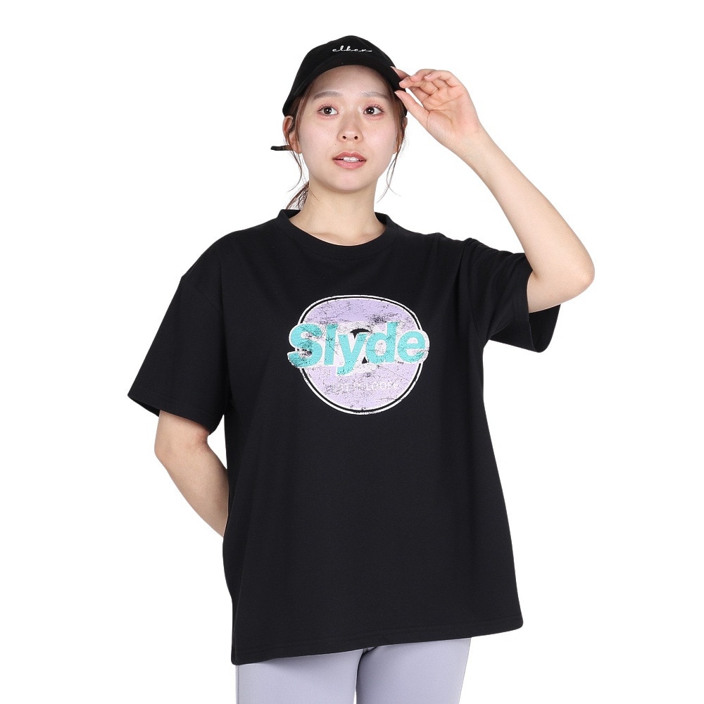 スライド（SLYDE）（レディース）ロゴ 半袖 スリット Tシャツ SL2025SSL-APP003BLK
