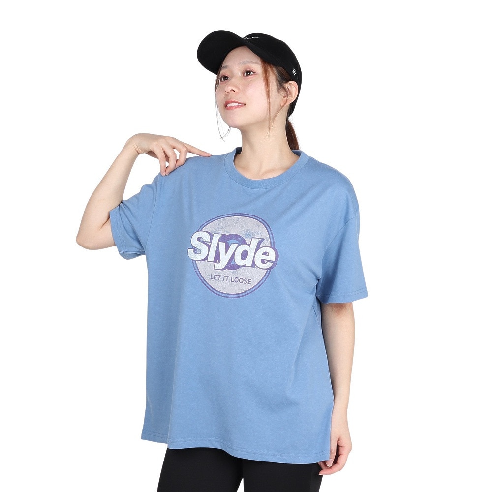 スライド（SLYDE）（レディース）ロゴ 半袖 スリット Tシャツ SL2025SSL-APP003BLU