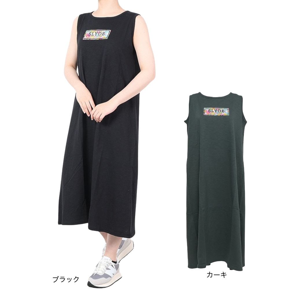 スライド（SLYDE）（レディース）ワンピース スクエアプリント 半袖ドレス SL2023SSL-APP006KHK