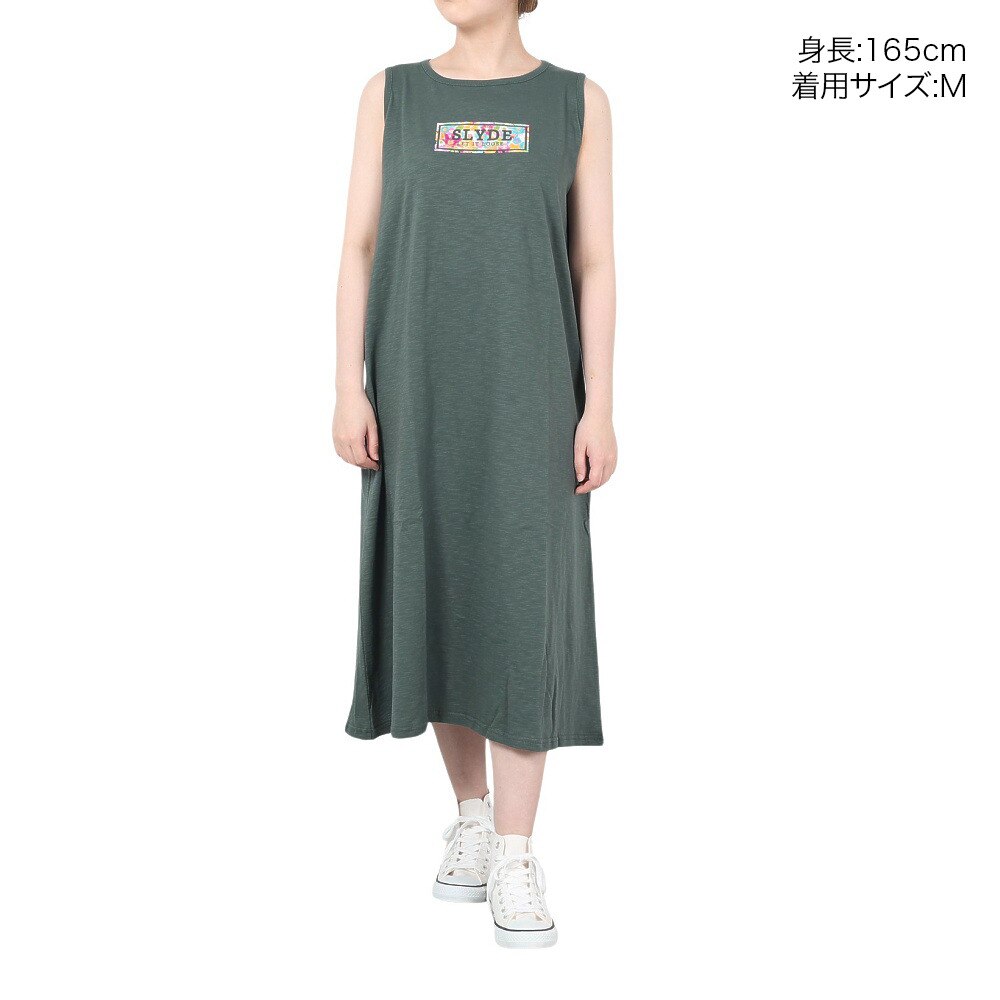 スライド（SLYDE）（レディース）ワンピース スクエアプリント 半袖ドレス SL2023SSL-APP006KHK