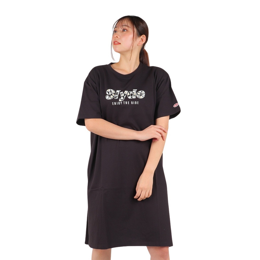 スライド（SLYDE）（レディース）半袖Tシャツ レディース ワンピース BACK LOGO SL2023SSL-APP001BLK