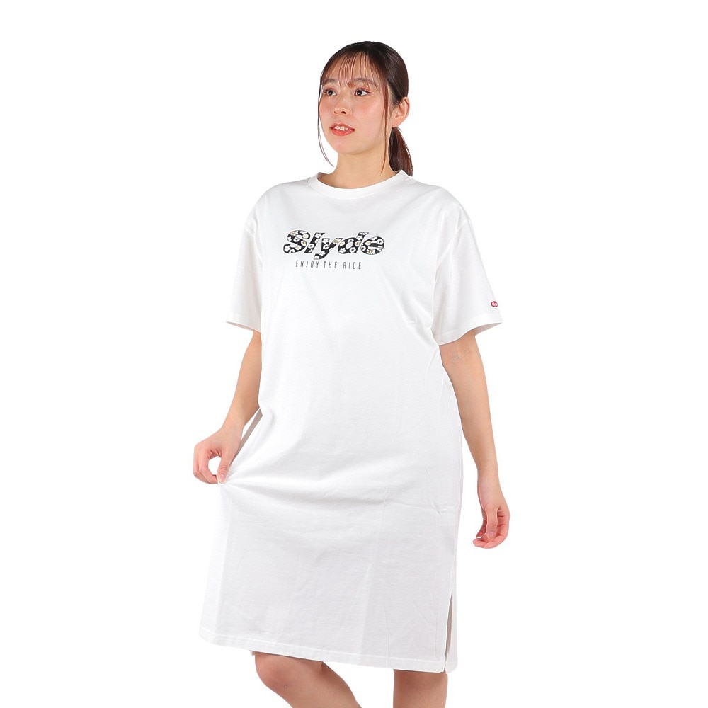 スライド（SLYDE）（レディース）半袖Tシャツ レディース ワンピース BACK LOGO SL2023SSL-APP001WHT