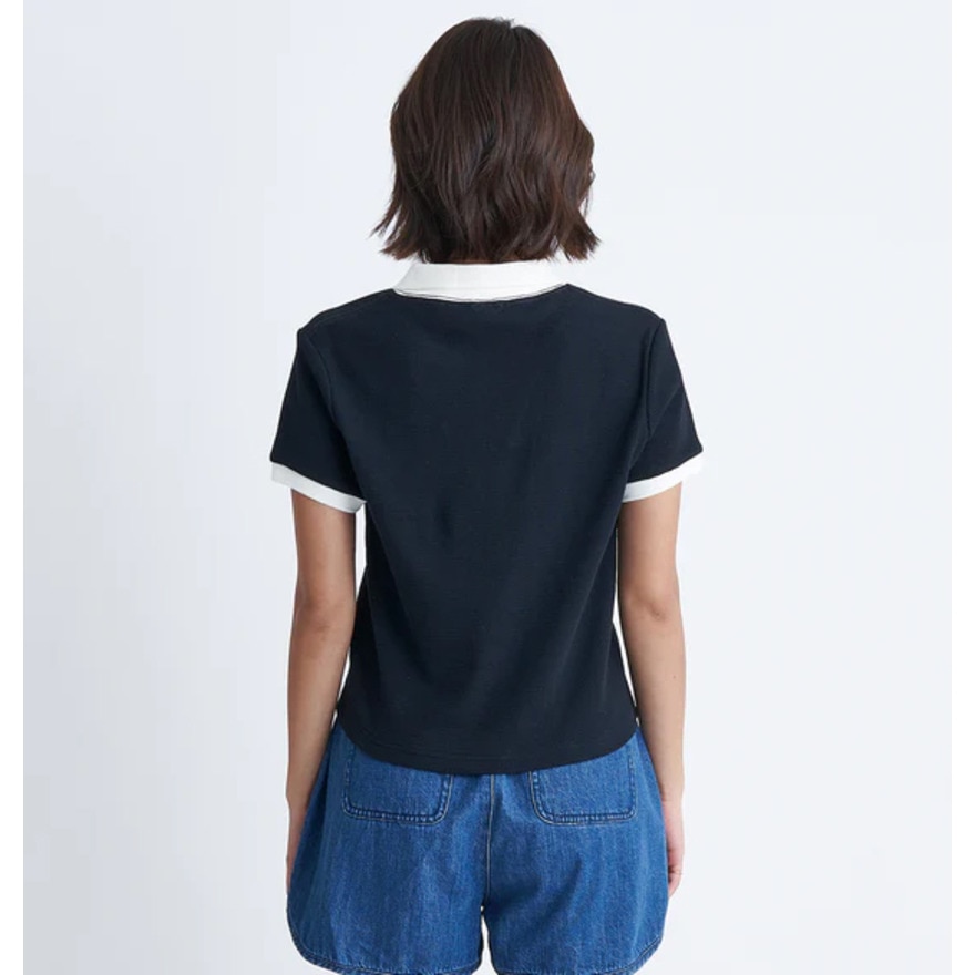 ロキシー（ROXY）（レディース）ワンポントロゴ スキッパー OCEANO 半袖 ポロシャツ 24SURDK242026BLK