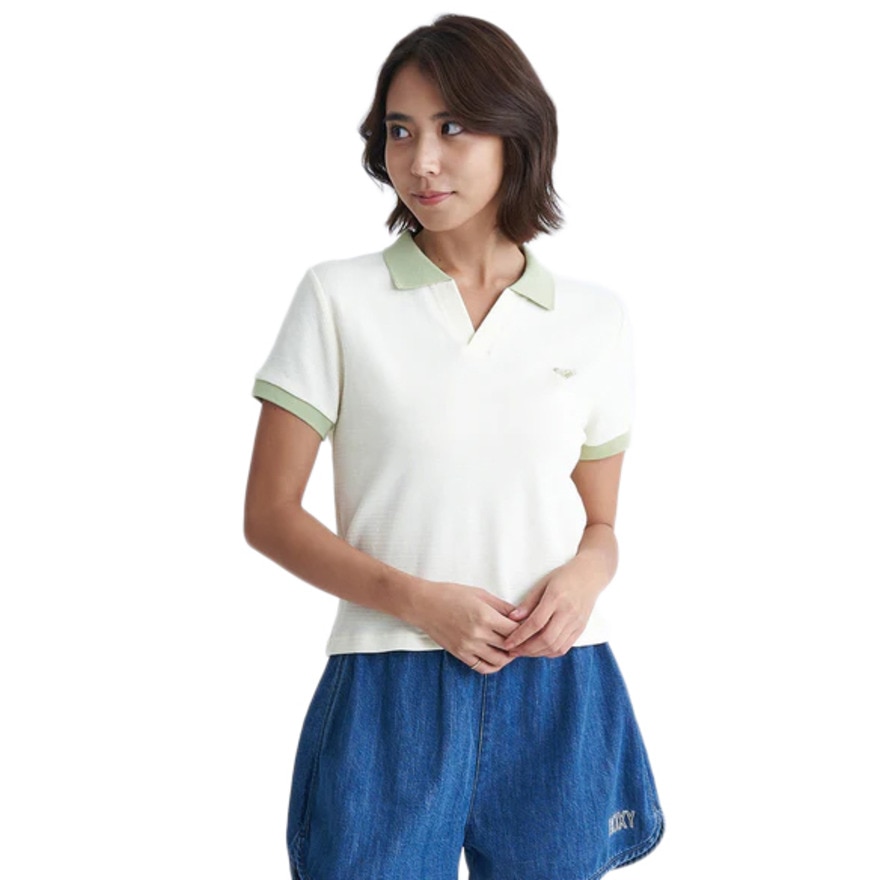 ロキシー（ROXY）（レディース）ワンポントロゴ スキッパー OCEANO 半袖 ポロシャツ 24SURDK242026OWT