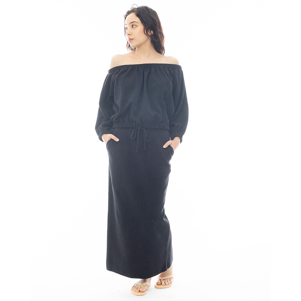 ビラボン（BILLABONG）（レディース）JACQUARD リブ ロングスカ―ト BF013605 BLK