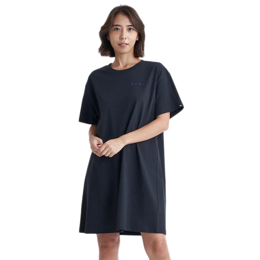ロキシー（ROXY）（レディース）GETTING LOST IN PARADISE ロゴバックプリント ひざ丈ワンピース 24SURDR242022BLK