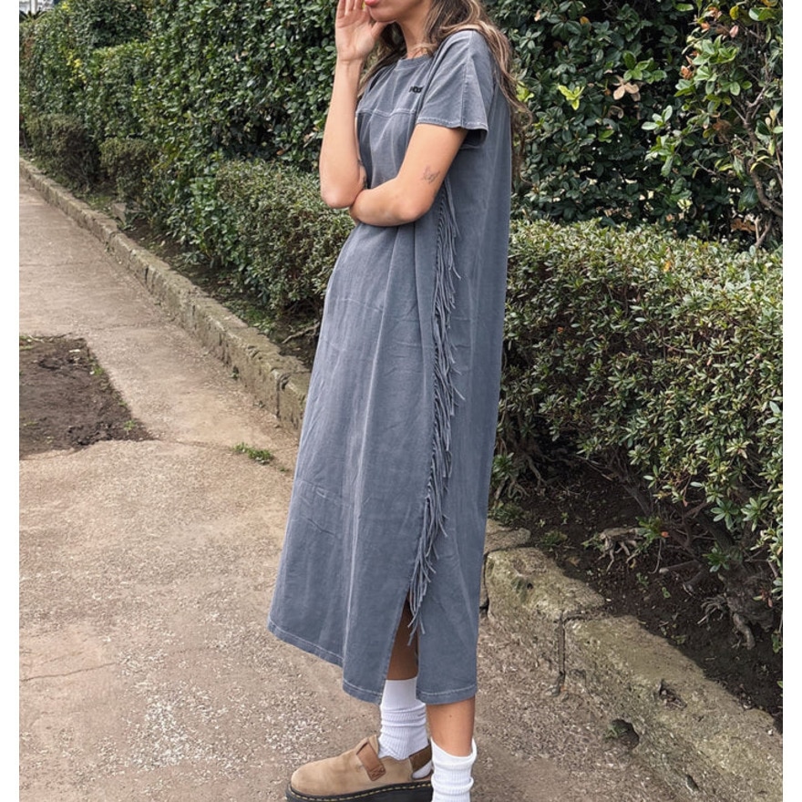 ロキシー（ROXY）（レディース）ロングワンピース サイドフリンジ コットン LABYRINTH DRESS 25SURDR252031BBK