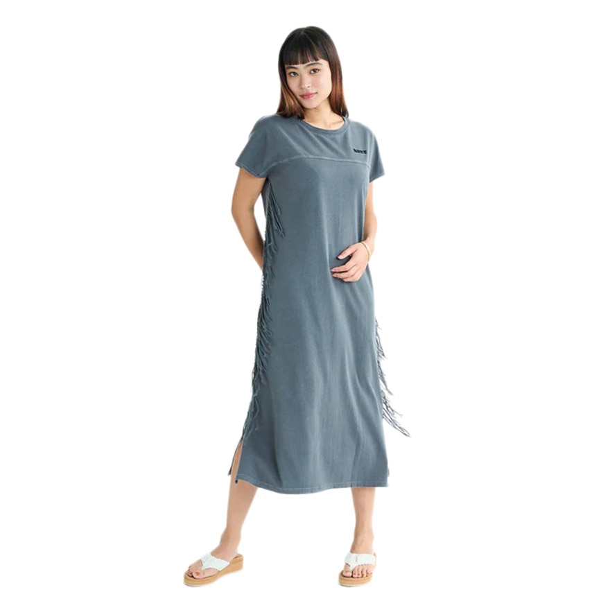 ロキシー（ROXY）（レディース）ロングワンピース サイドフリンジ コットン LABYRINTH DRESS 25SURDR252031BBK