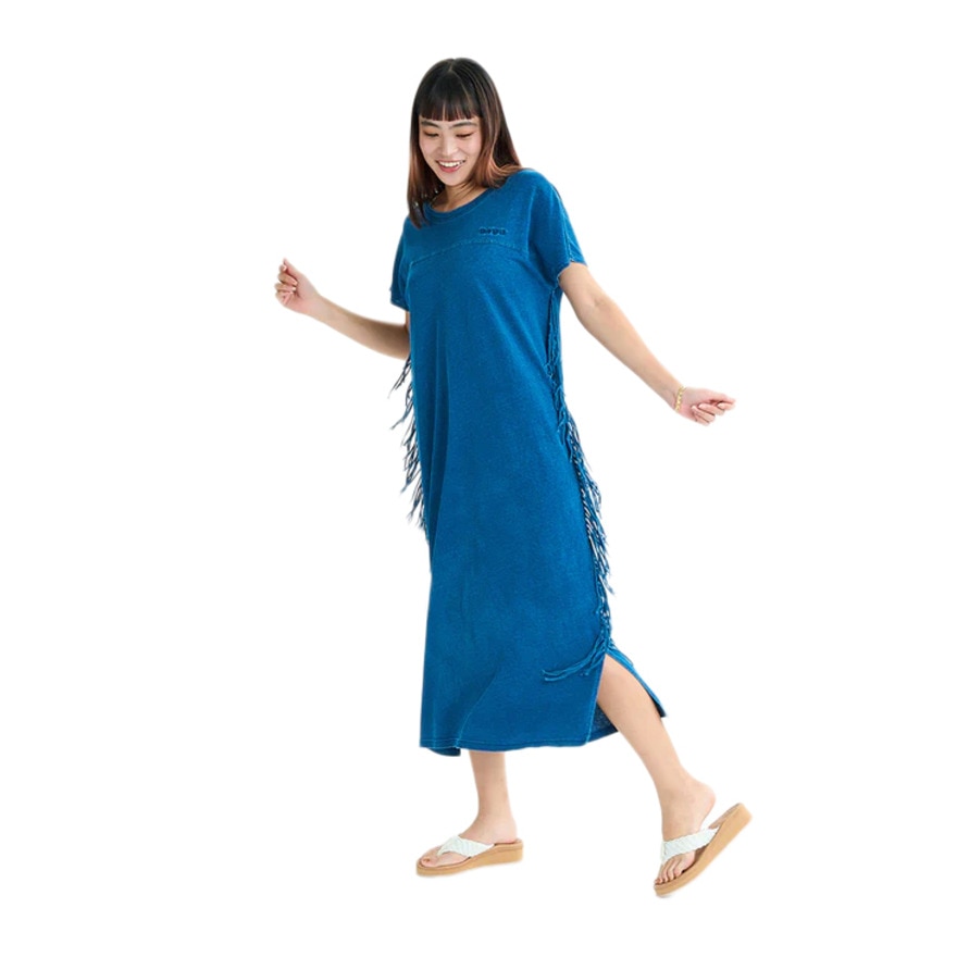 ロキシー（ROXY）（レディース）ロングワンピース サイドフリンジ コットン LABYRINTH DRESS 25SURDR252031IND