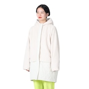 (レディース)ボア×キルト切り替え フードロングジャケット 553212WHT