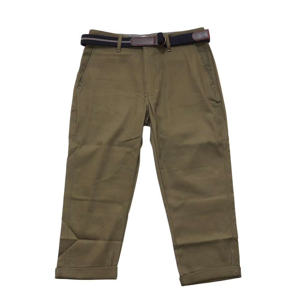  ベルト付き ツイルストレッチ クロップドパンツ 12410 KHK オンライン価格