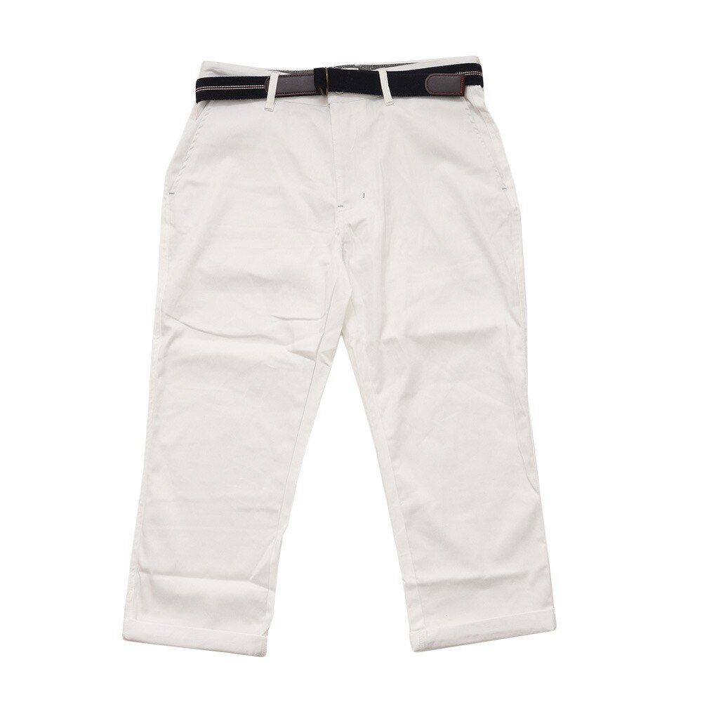  ベルト付き ツイルストレッチ クロップドパンツ 12410 WHT オンライン価格