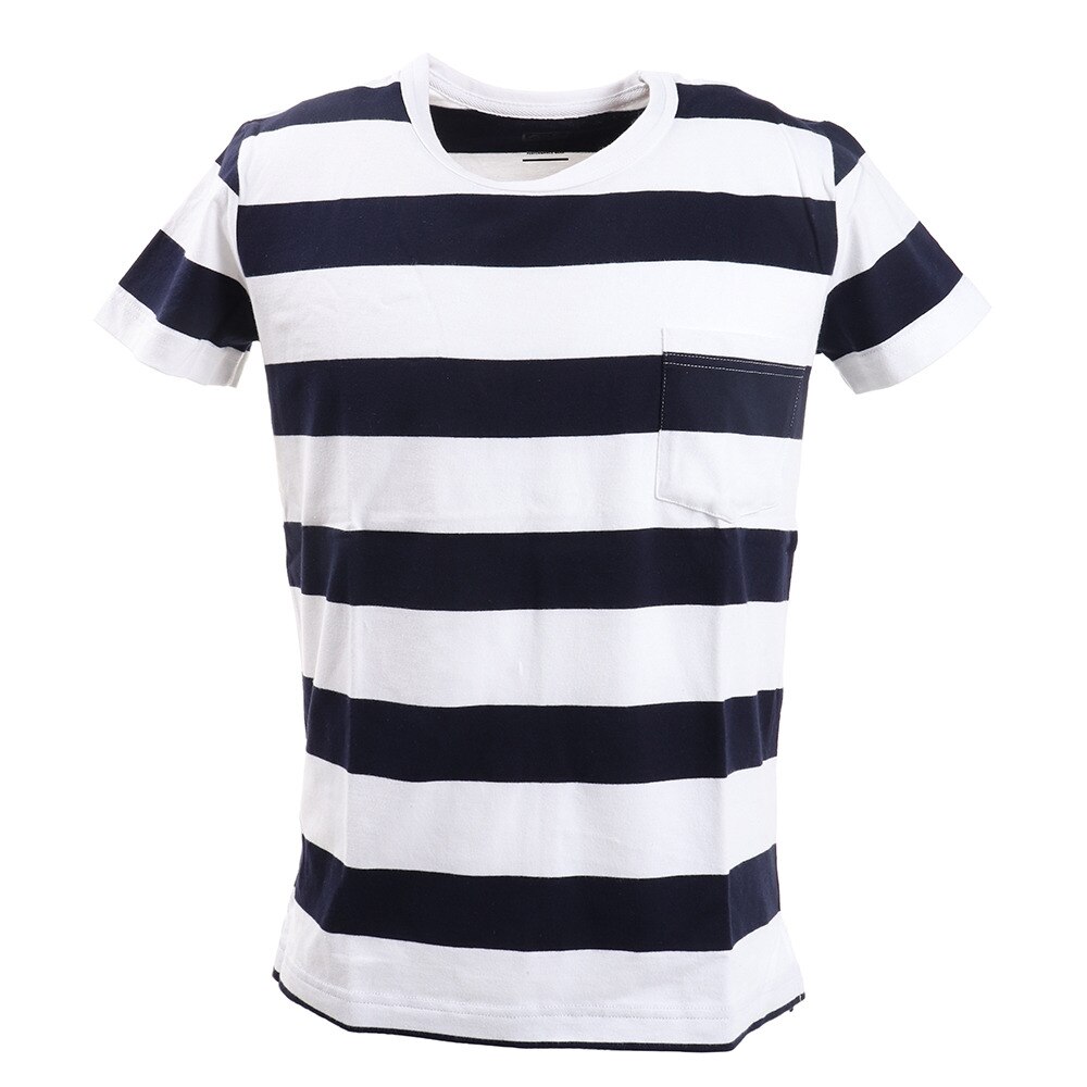  Tシャツ メンズ 先染めボーダー半袖 871PA0CD3113WHXNV