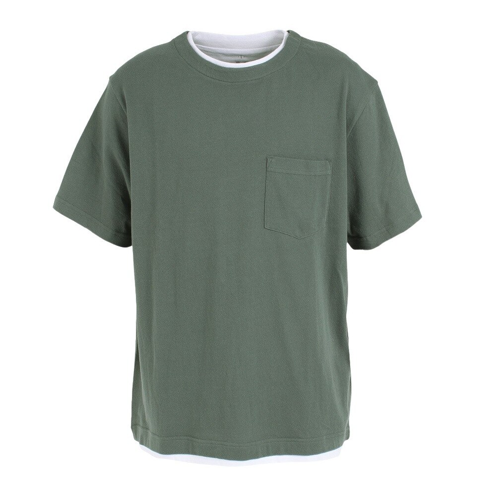 パフォーマンスギア｜Tシャツ メンズ 半袖 フェイクレイヤードクルーネックシャツ 871PA1CG6320GRN -  スポーツ用品はスーパースポーツゼビオ