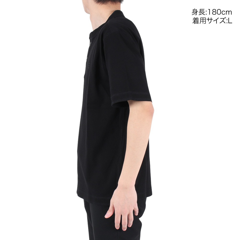 エルケクス（ELKEX）（メンズ）ベーシックヘンリー 半袖Tシャツ EKM3S10006 BLK