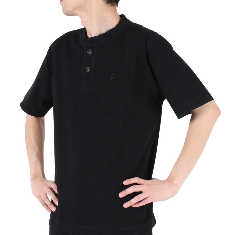 エルケクス（ELKEX）（メンズ）ベーシックヘンリー 半袖Tシャツ EKM3S10006 BLK