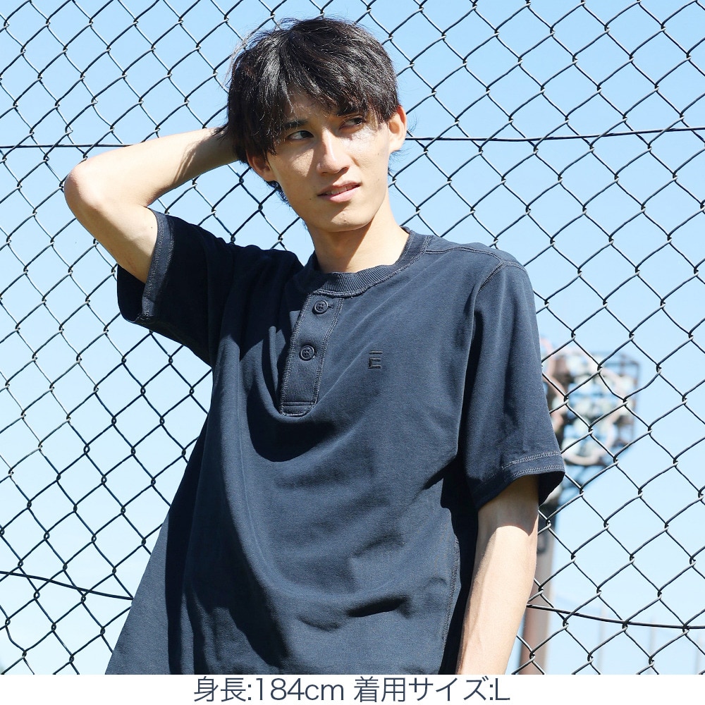 エルケクス（ELKEX）（メンズ）ベーシックヘンリー 半袖Tシャツ EKM3S10006 NVY