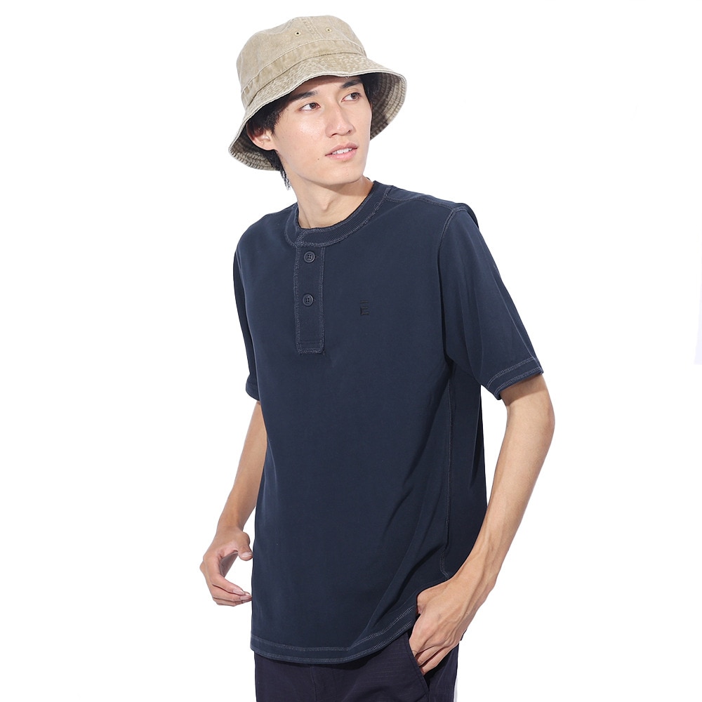 エルケクス（ELKEX）（メンズ）ベーシックヘンリー 半袖Tシャツ EKM3S10006 NVY