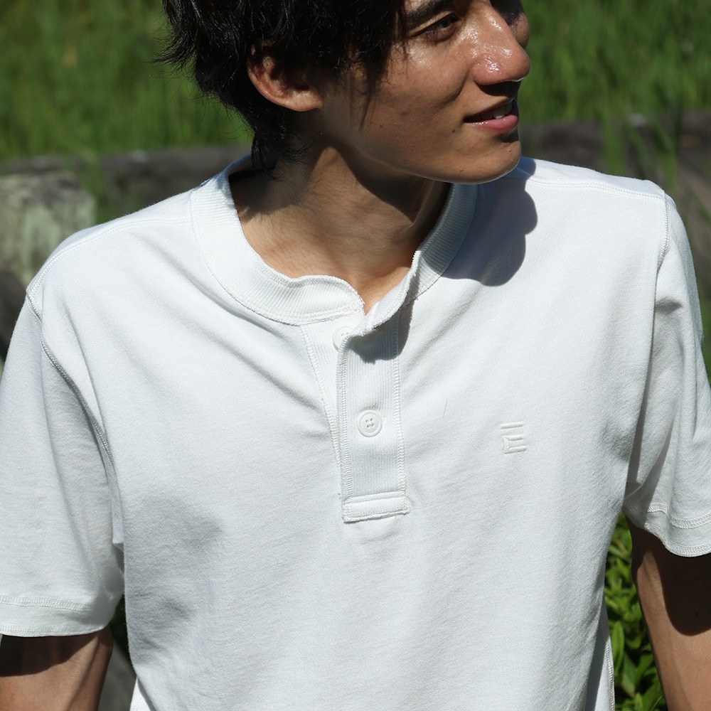 エルケクス（ELKEX）（メンズ）ベーシックヘンリー 半袖Tシャツ EKM3S10006 WHT