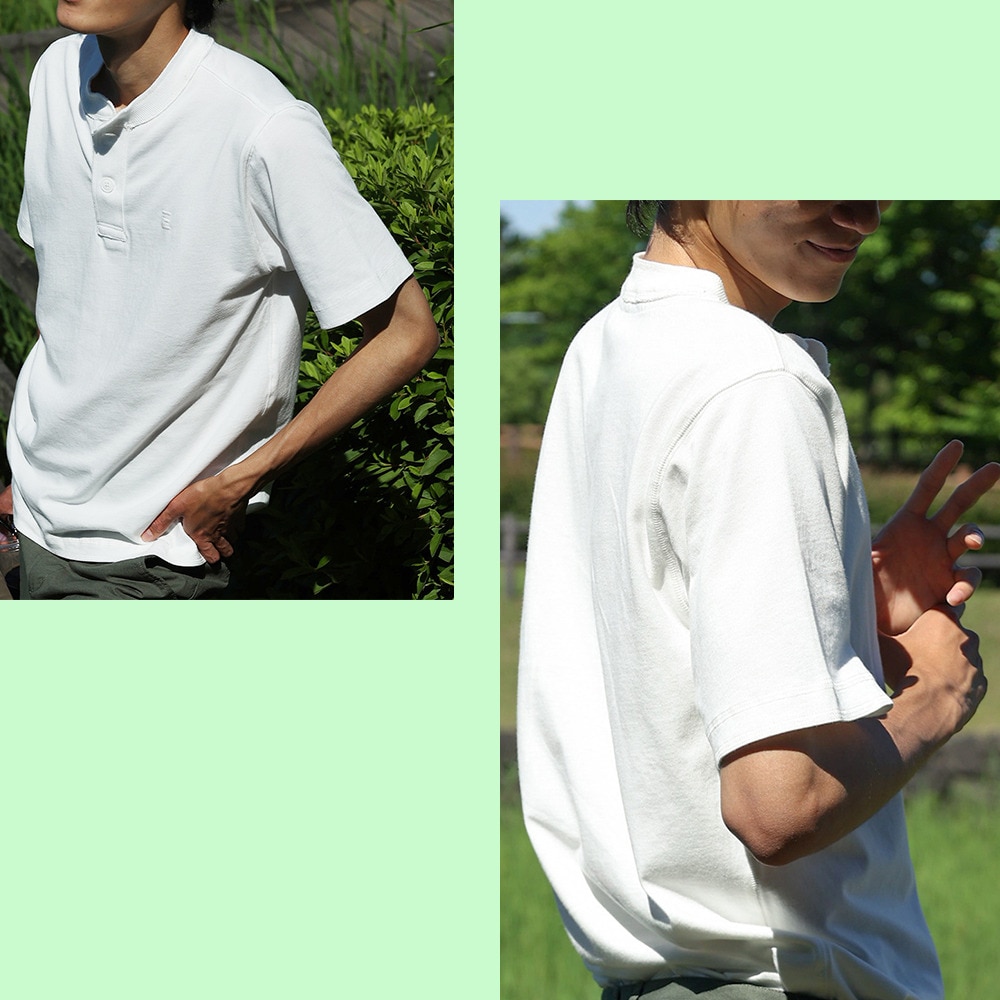 エルケクス（ELKEX）（メンズ）ベーシックヘンリー 半袖Tシャツ EKM3S10006 WHT