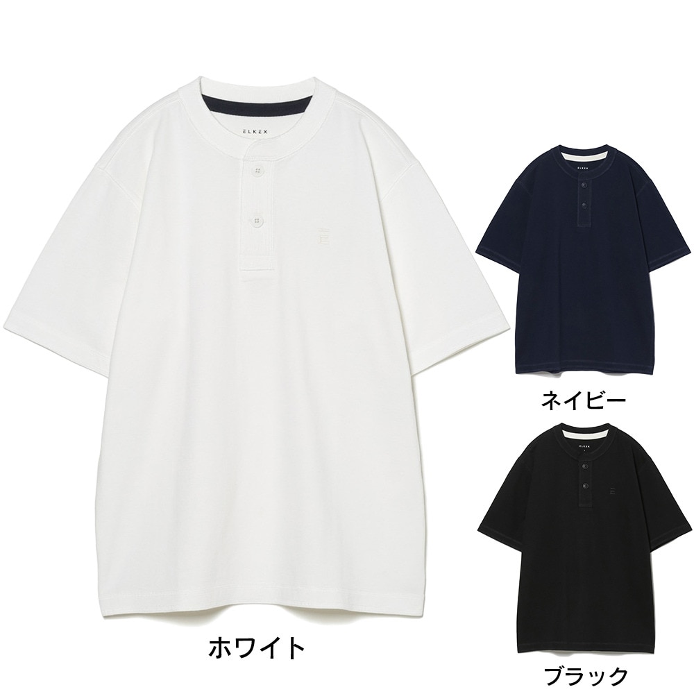 エルケクス（ELKEX）（メンズ）ベーシックヘンリー 半袖Tシャツ EKM3S10006 BLK