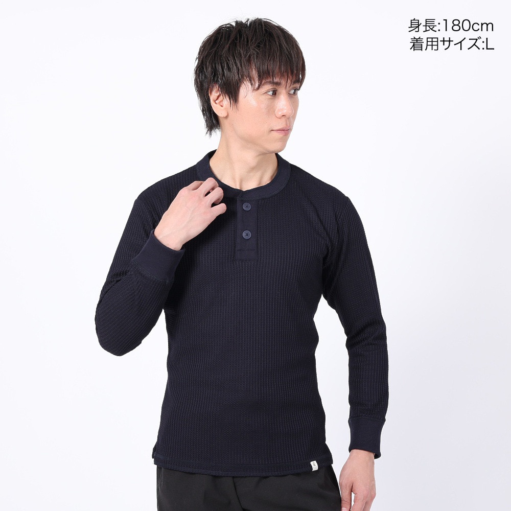 エルケクス（ELKEX）（メンズ）長袖Tシャツ ワッフルヘンリー EKM3FA0003 NVY