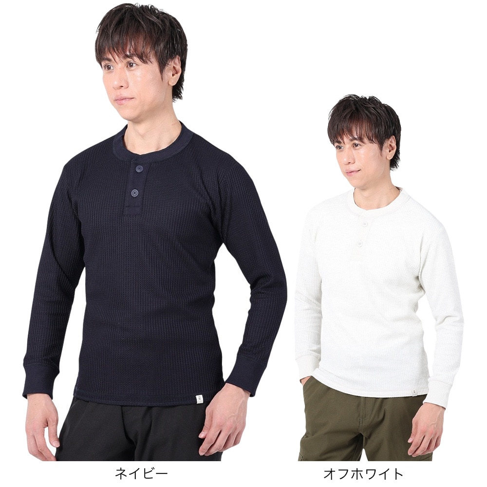 エルケクス（ELKEX）（メンズ）長袖ワッフルヘンリーTシャツ EKM3FA0003 OWHT