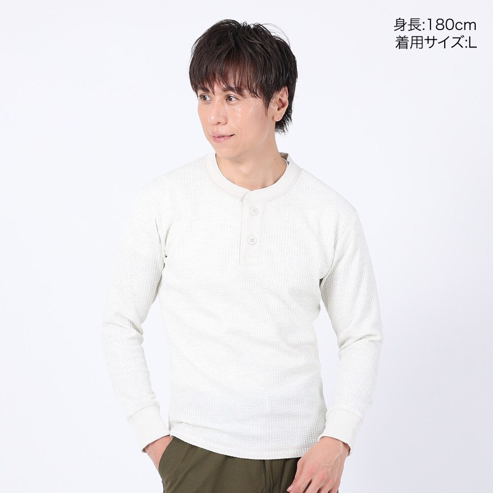 エルケクス（ELKEX）（メンズ）長袖ワッフルヘンリーTシャツ EKM3FA0003 OWHT