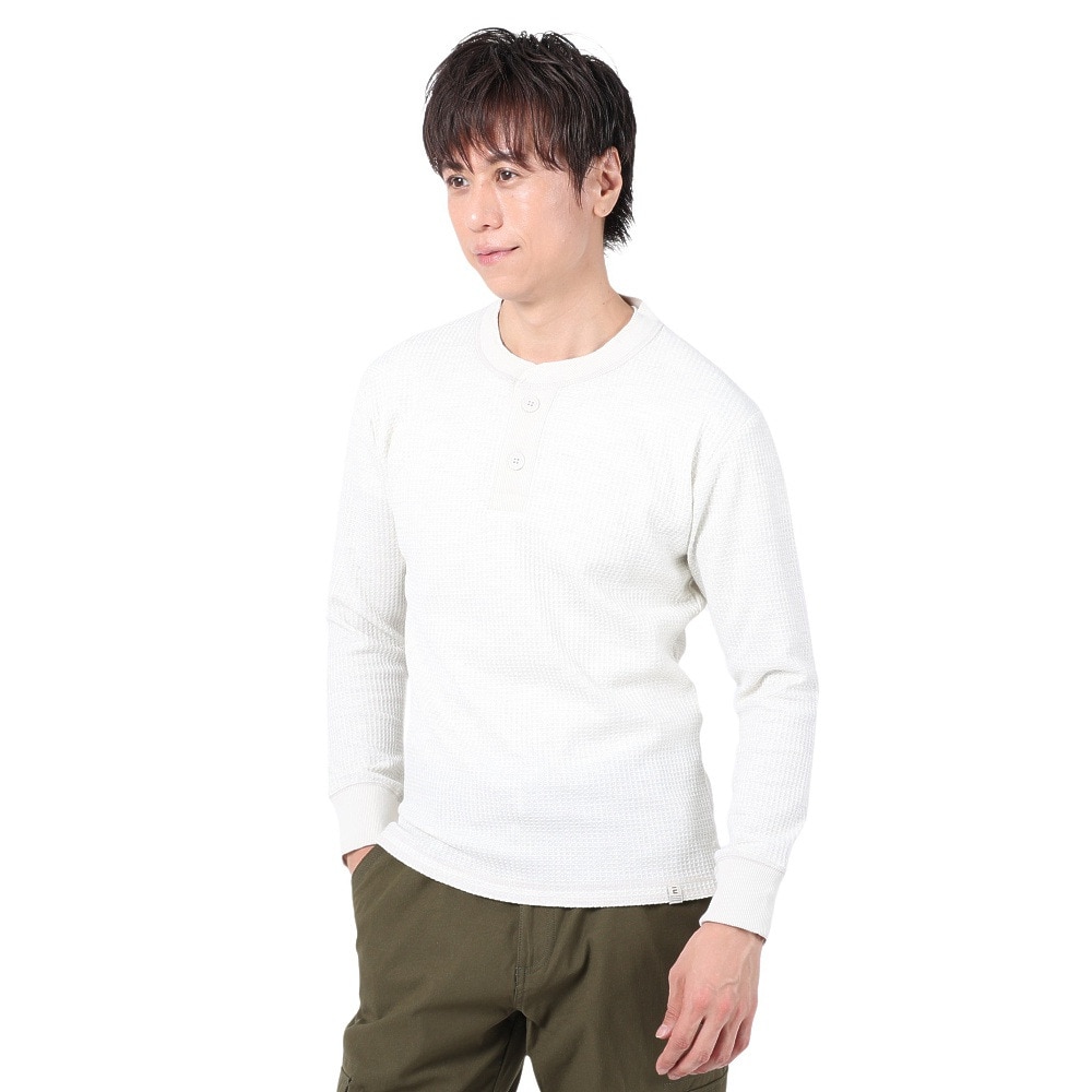 エルケクス（ELKEX）（メンズ）長袖ワッフルヘンリーTシャツ EKM3FA0003 OWHT