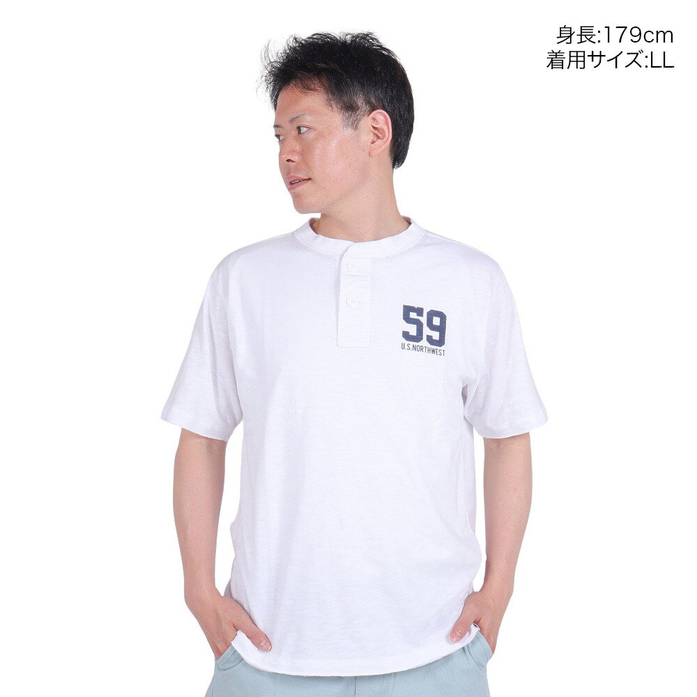 エルケクス（ELKEX）（メンズ）ヘンリー 59 U.S.N.W 半袖Tシャツ EKM4S10015 WHT