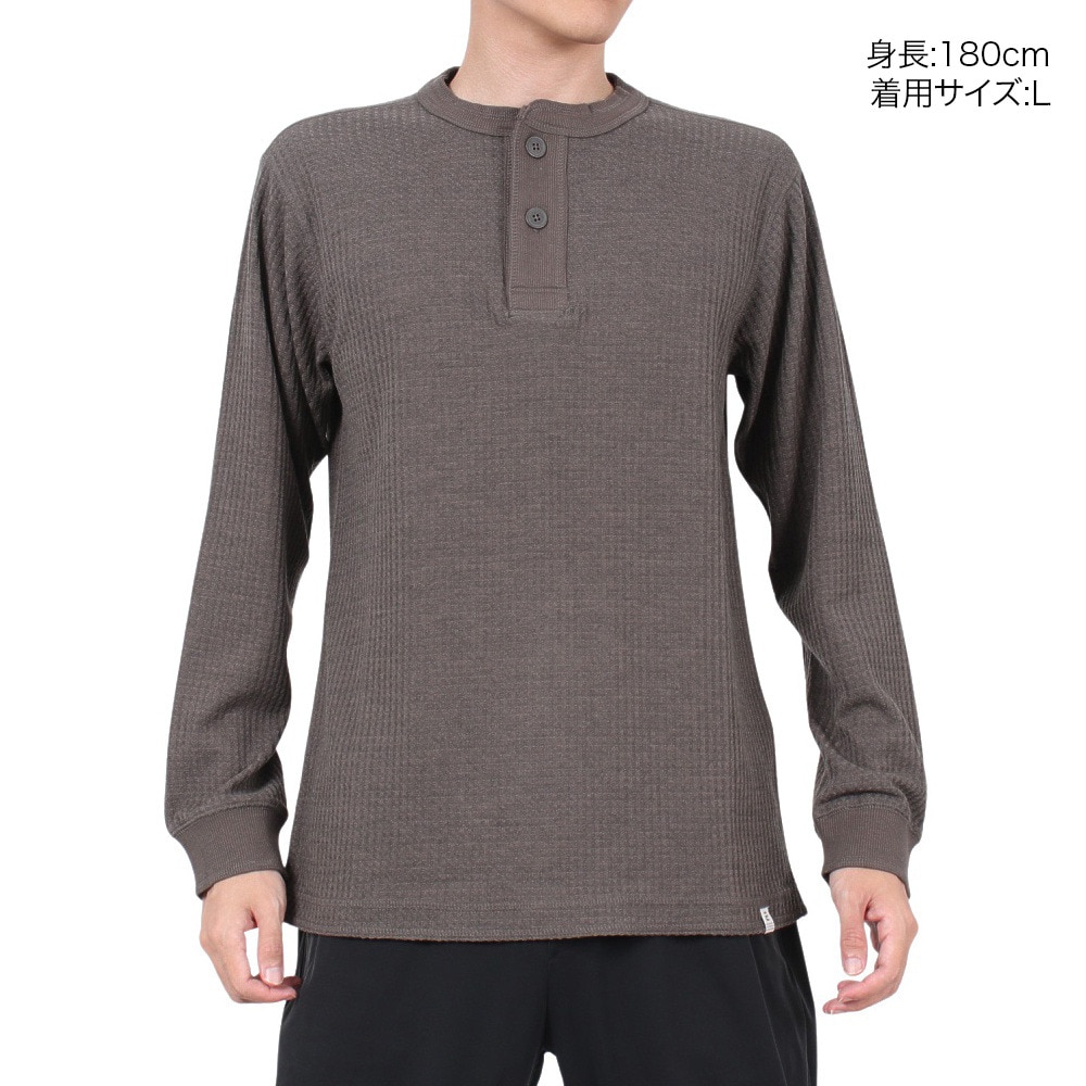 エルケクス（ELKEX）（メンズ）WAFFLE HENREY 長袖シャツ EKM4FA0001 KHK