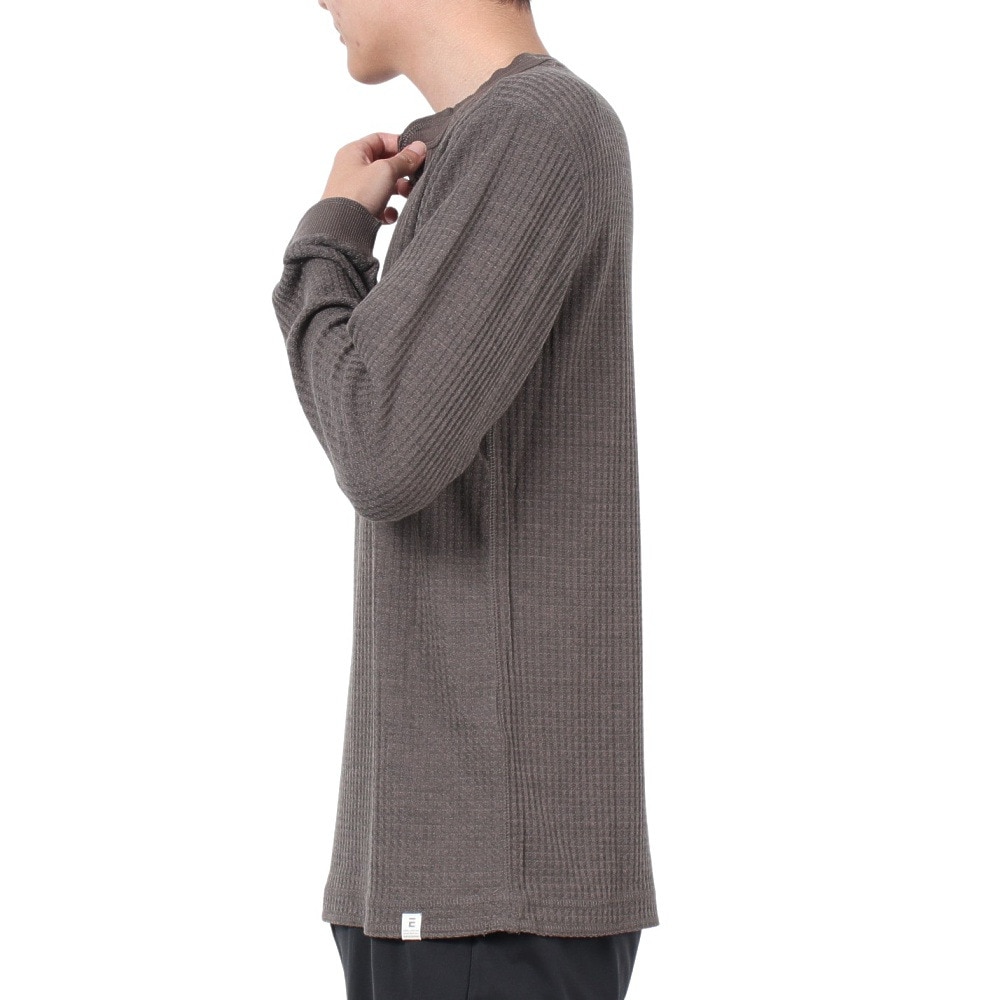 エルケクス（ELKEX）（メンズ）WAFFLE HENREY 長袖シャツ EKM4FA0001 KHK