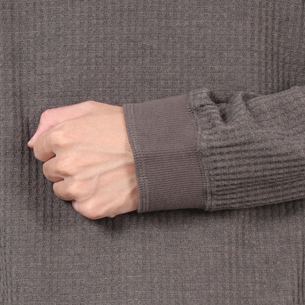エルケクス（ELKEX）（メンズ）WAFFLE HENREY 長袖シャツ EKM4FA0001 KHK