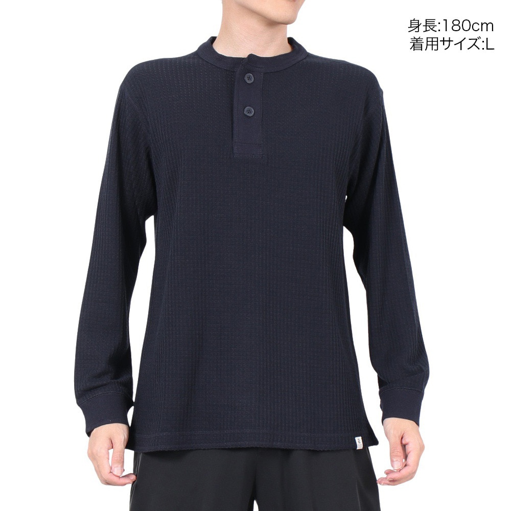 エルケクス（ELKEX）（メンズ）WAFFLE HENREY 長袖シャツ EKM4FA0001 NVY